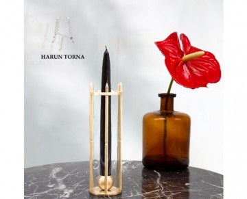 Tekli camli pirinç şamdan mumluk