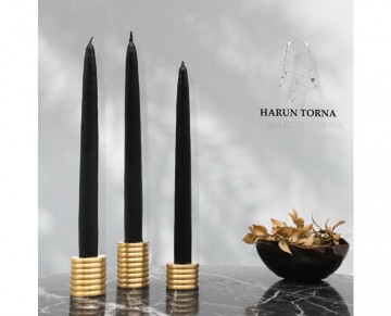 3'lu Yer baklalı pirinç şamdan mumluk