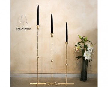 3'lu ayaklı uzun pirinç şamdan mumluk