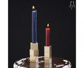 2'li kare pirinç şamdan mumluk