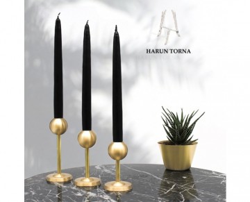 3'lu Bodur top pirinç şamdan mumluk