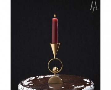 Tekli yarım konik pirinç şamdan mumluk 